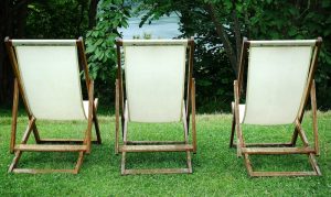 three deckchairs lined up